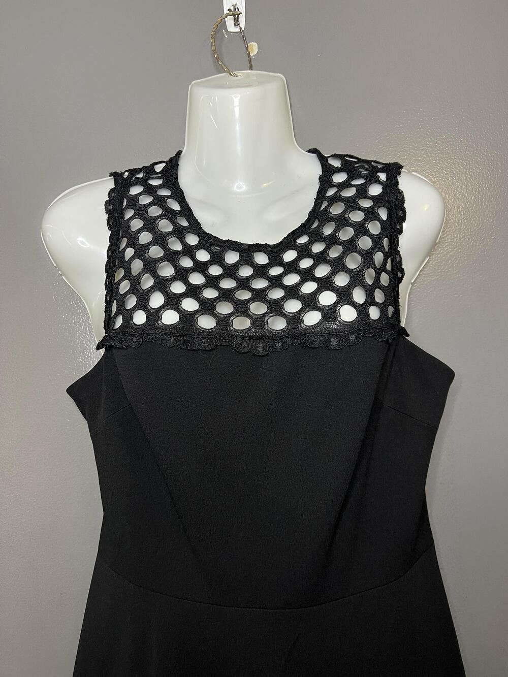 Betsey Johnson Dress Womens 8 Black Crochet Lace Fit & Flare Short Mini Party